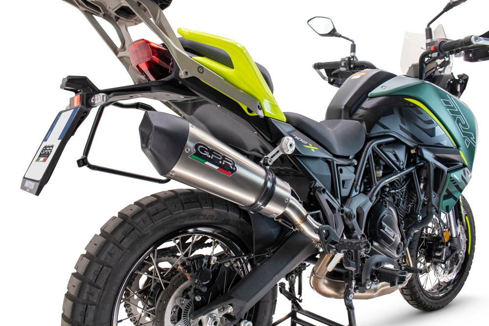 Escape compatible con Benelli Trk 702 X 2023-2024, GP Evo4 Titanium, Escape legal, homologado, silenciador con db killer desmontable y tubo de conexión específico 