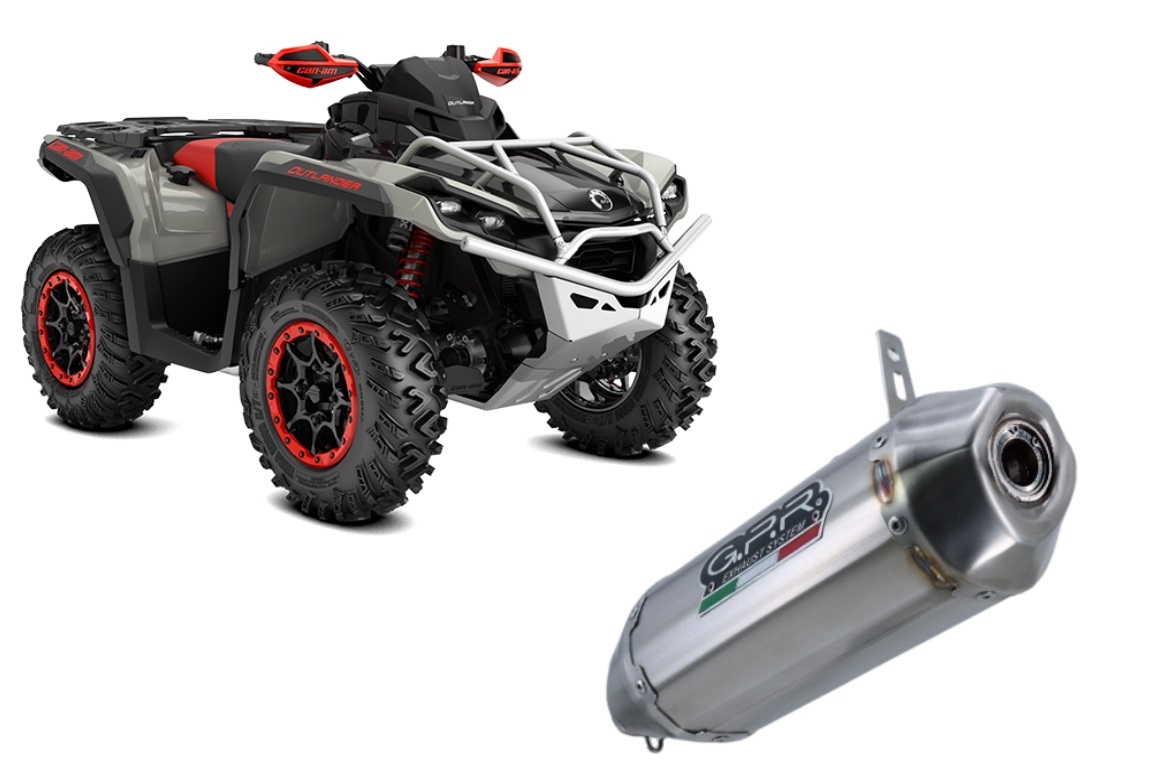 Escape compatible con Can Am Outlander 1000 V-Twin passo corto short chassis 2010-2023, PENTACROSS INOX, Escape legal, homologado, silenciador con db killer desmontable y tubo de conexión específico 