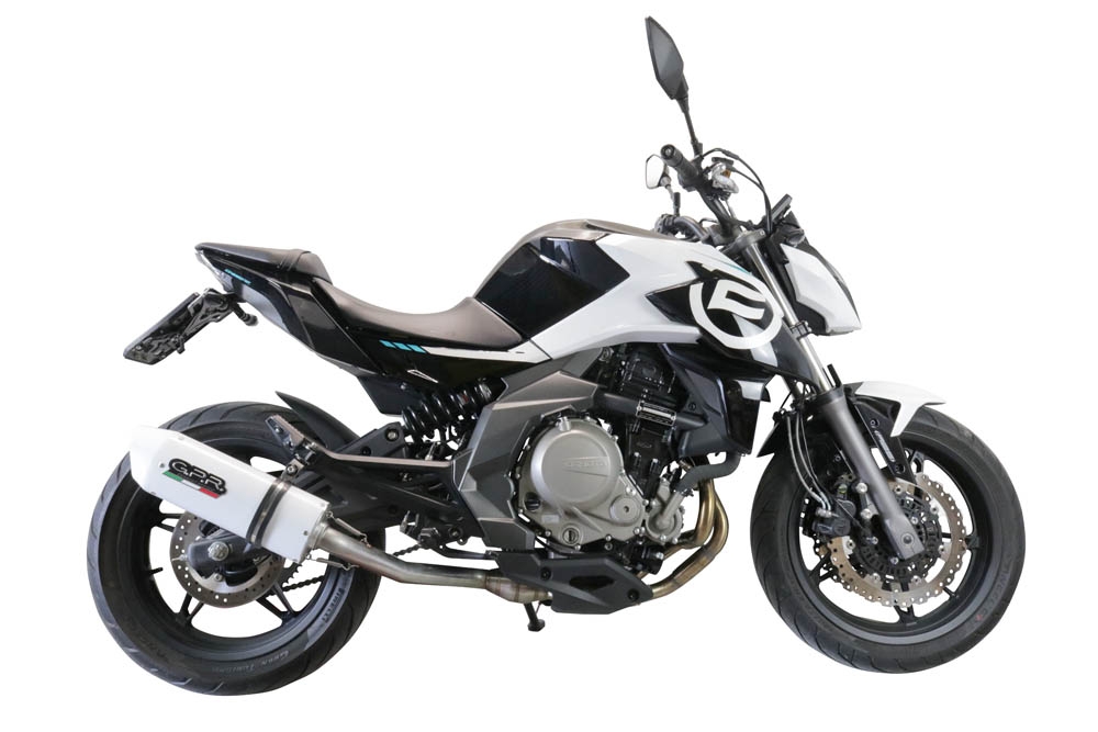 Escape compatible con Cf Moto 650 Nk 2021-2024, Albus Evo4, Escape legal, homologado, silenciador con catalizador, db killer desmontable y tubo de conexión específico 