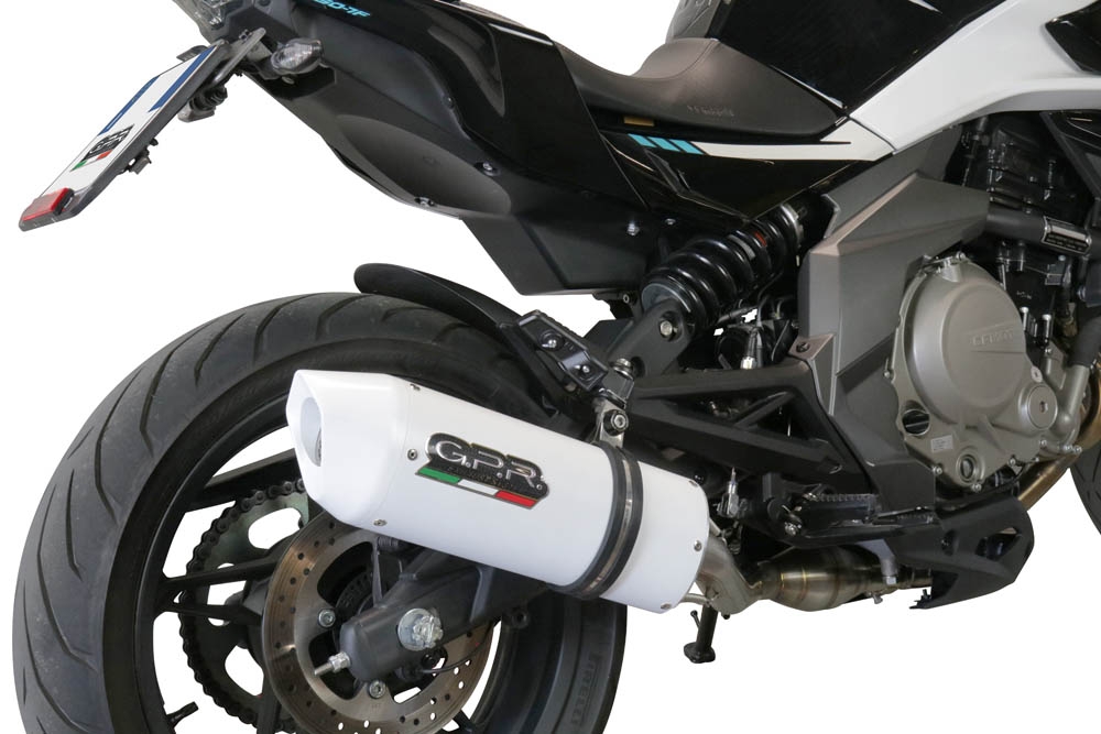 Escape compatible con Cf Moto 650 Nk 2021-2024, Albus Evo4, Escape legal, homologado, silenciador con catalizador, db killer desmontable y tubo de conexión específico 