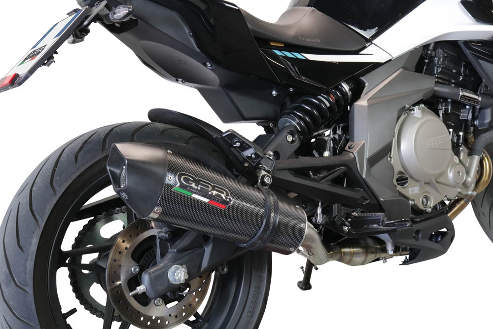 Escape compatible con Cf Moto 400 NK 2021-2023, GP Evo4 Poppy, Escape legal, homologado, silenciador con catalizador, db killer desmontable y tubo de conexión específico 