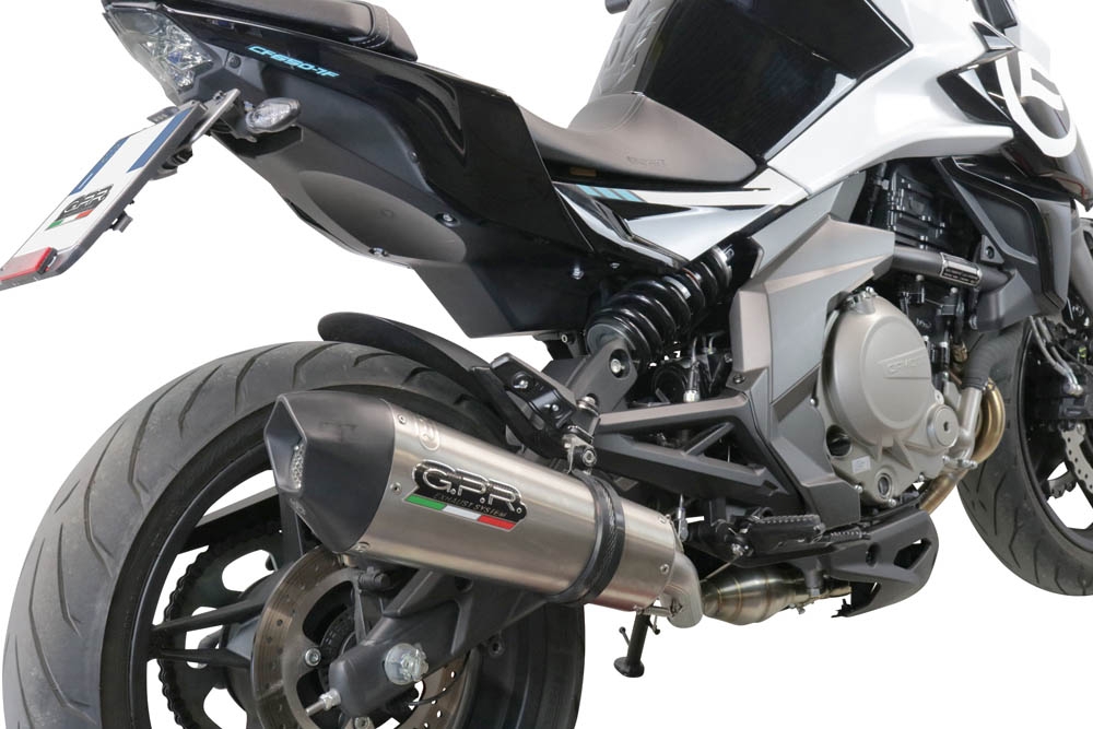 Escape compatible con Cf Moto 400 NK 2019-2020, GP Evo4 Titanium, Escape legal, homologado, silenciador con catalizador, db killer desmontable y tubo de conexión específico 