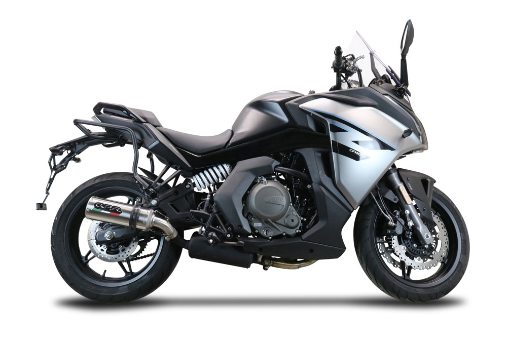 Escape compatible con Cf Moto 650 Gt 2022-2024, M3 Titanium Natural, Escape legal, homologado, silenciador con db killer desmontable y tubo de conexión específico 