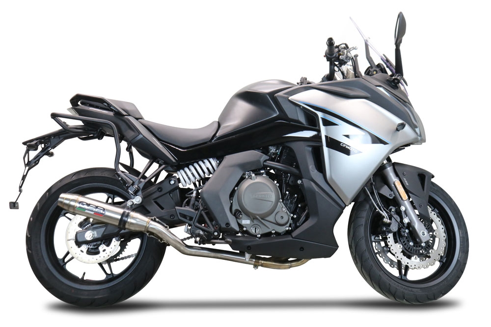 Escape compatible con Cf Moto 650 Gt 2022-2024, Deeptone Inox, Escape racing, silenciador con db killer y tubos de conexión 