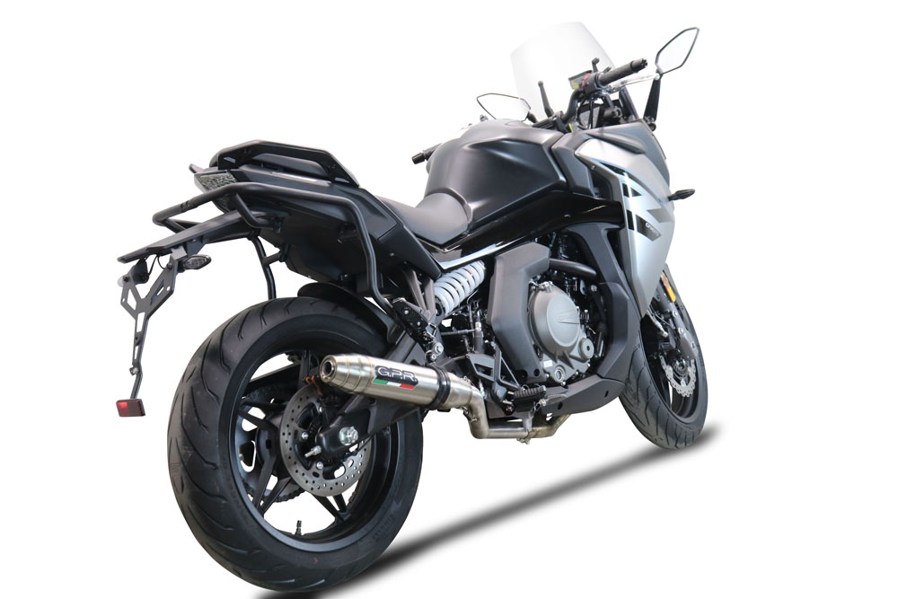 Escape compatible con Cf Moto 650 Gt 2022-2024, Deeptone Inox, Escape racing, silenciador con db killer y tubos de conexión 