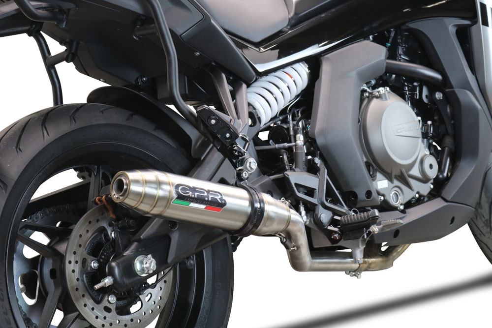 Escape compatible con Cf Moto 650 Gt 2022-2024, Deeptone Inox, Escape racing, silenciador con db killer y tubos de conexión 