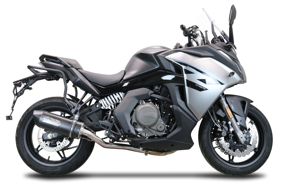 Escape compatible con Cf Moto 650 Gt 2022-2024, Furore Nero, Escape racing, silenciador con db killer y tubos de conexión 