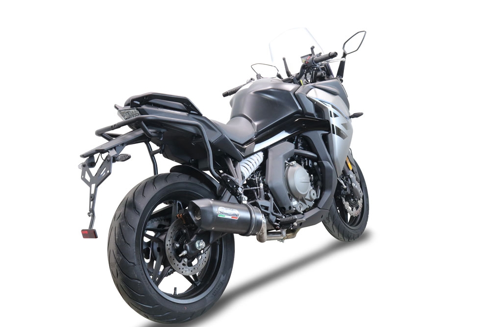 Escape compatible con Cf Moto 650 Gt 2022-2024, Furore Nero, Escape racing, silenciador con db killer y tubos de conexión 