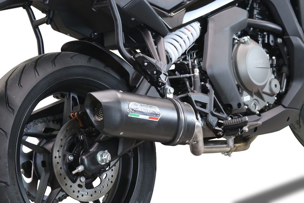 Escape compatible con Cf Moto 650 Gt 2022-2024, Furore Nero, Escape racing, silenciador con db killer y tubos de conexión 