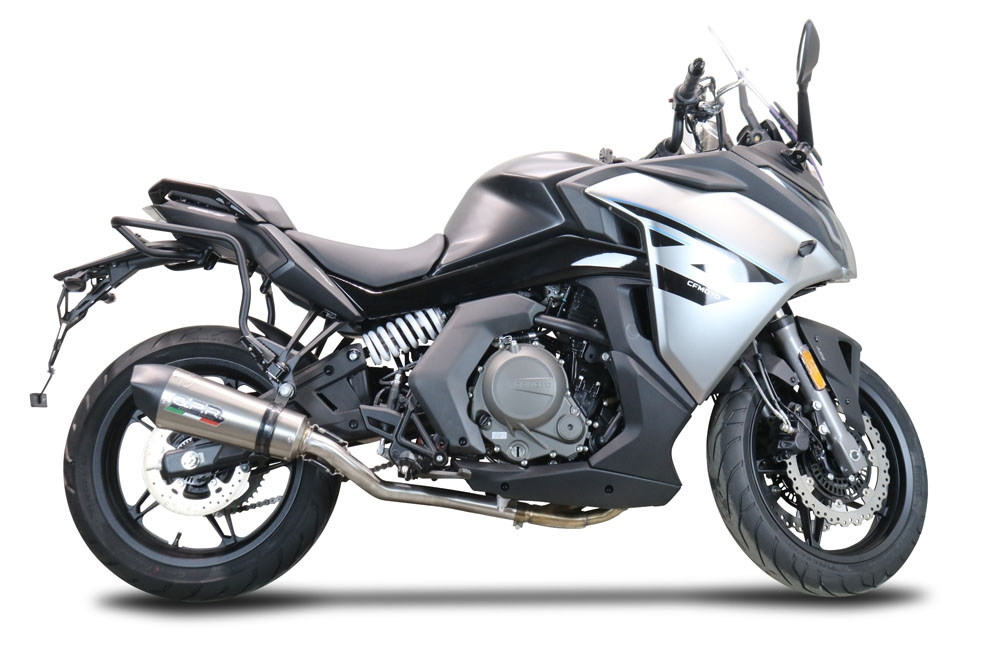 GPR escape compatible con  Cf Moto 650 Gt 2022-2024, New Grand Prix Evo Titanium, Escape racing, silenciador con db killer y tubos de conexión 