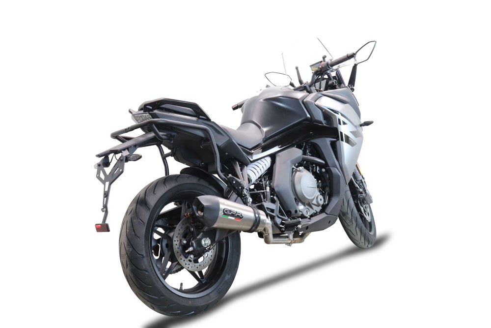 GPR escape compatible con  Cf Moto 650 Gt 2022-2024, New Grand Prix Evo Titanium, Escape racing, silenciador con db killer y tubos de conexión 