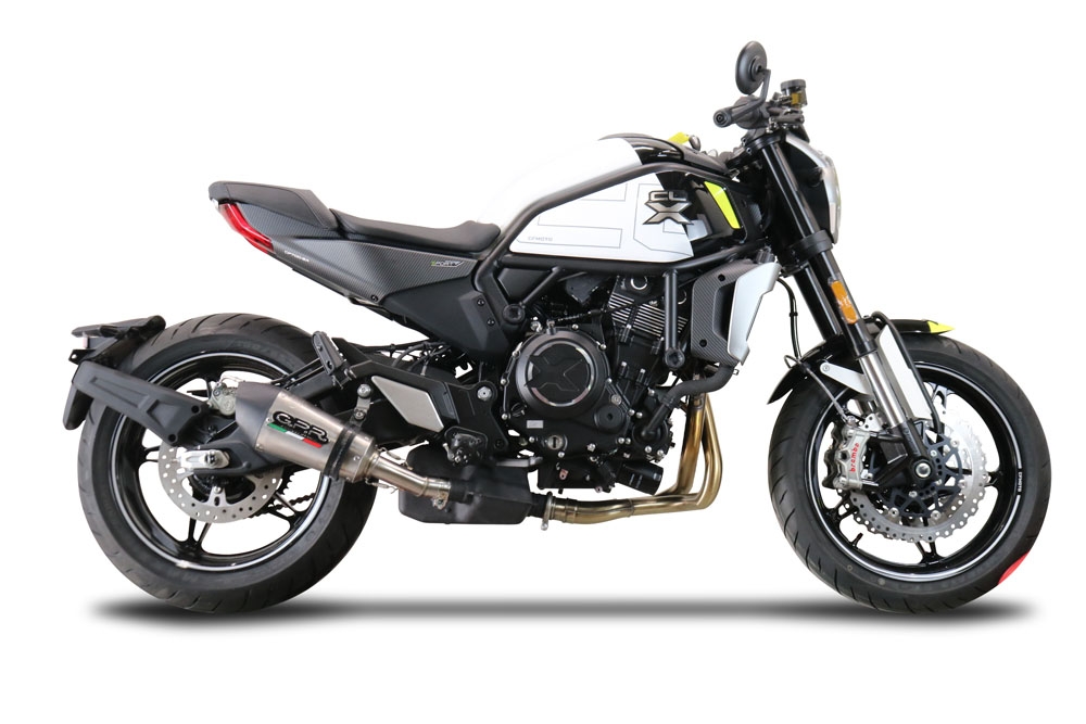 Escape compatible con Cf Moto 700 CL-X Adv 2022-2024, Gpe Ann. titanium, Escape legal, homologado, silenciador con db killer desmontable y tubo de conexión específico 