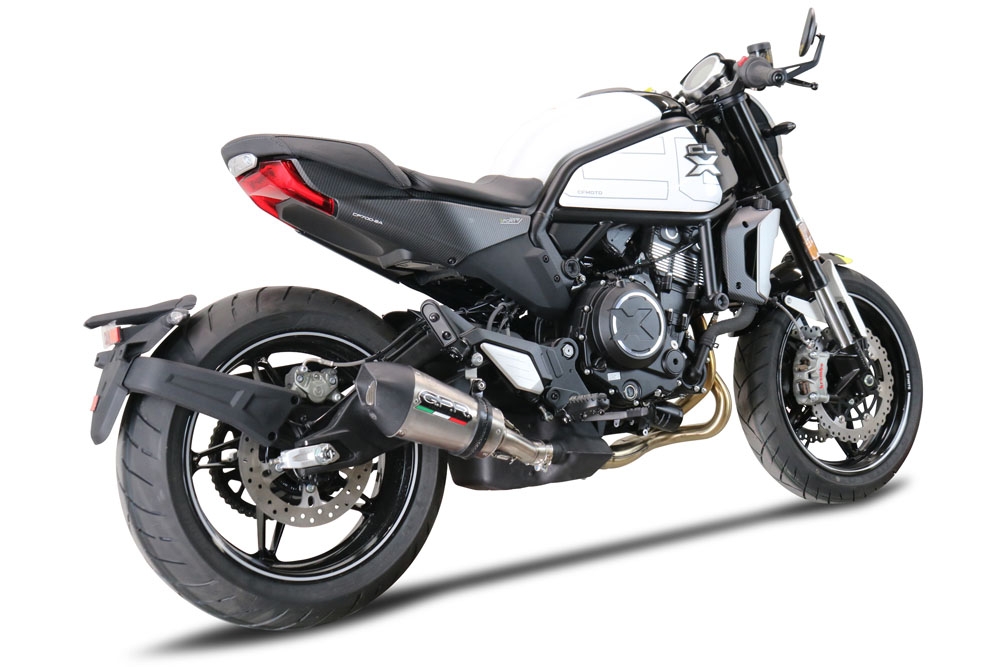Escape compatible con Cf Moto 700 CL-X Adv 2022-2024, Gpe Ann. titanium, Escape legal, homologado, silenciador con db killer desmontable y tubo de conexión específico 