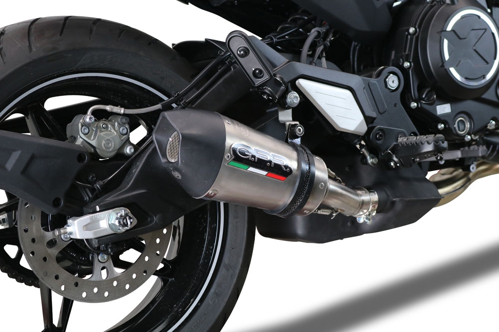 Escape compatible con Cf Moto 700 CL-X Adv 2022-2024, Gpe Ann. titanium, Escape legal, homologado, silenciador con db killer desmontable y tubo de conexión específico 