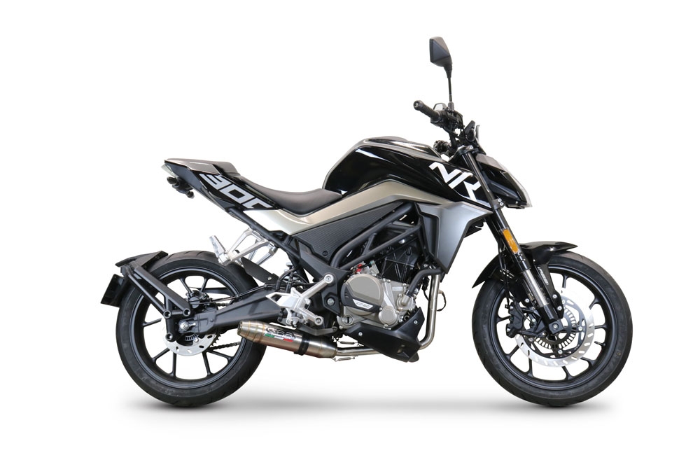Escape compatible con Cf Moto 300 NK 2022-2024, Deeptone Inox, Escape completo racing, incluyendo colector y db killer desmontable, sin homologación 