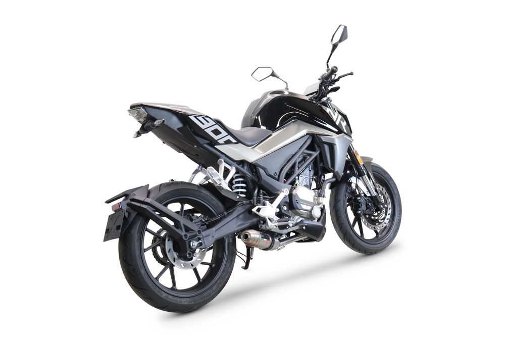 Escape compatible con Cf Moto 300 NK 2022-2024, Deeptone Inox, Escape completo racing, incluyendo colector y db killer desmontable, sin homologación 