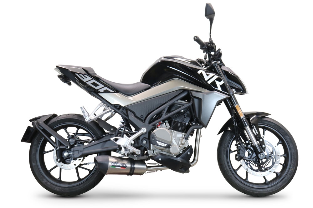Escape compatible con Cf Moto 300 NK 2022-2024, GP Evo4 Titanium, Escape completo homologado y legal,con catalizador incluido db killer extraíble 