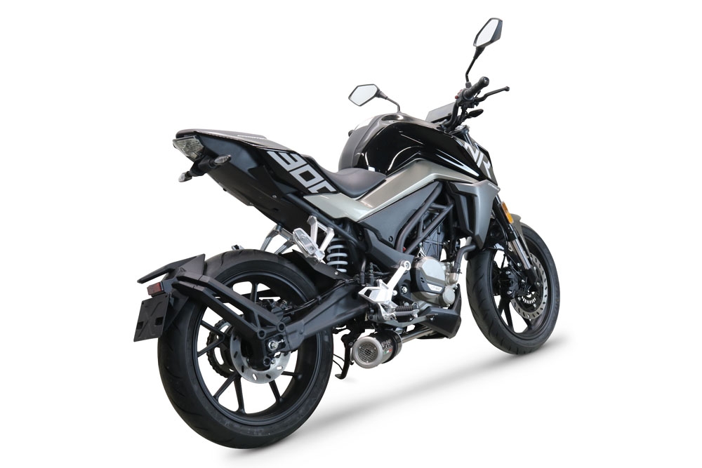 Escape compatible con Cf Moto 300 NK 2022-2024, M3 Poppy , Escape completo racing, incluyendo colector y db killer desmontable, sin homologación 