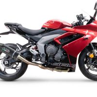 Escape compatible con Triumph Daytona 660 2023-2025, Furore Nero, Escape completo racing, incluyendo colector y db killer desmontable, sin homologación 