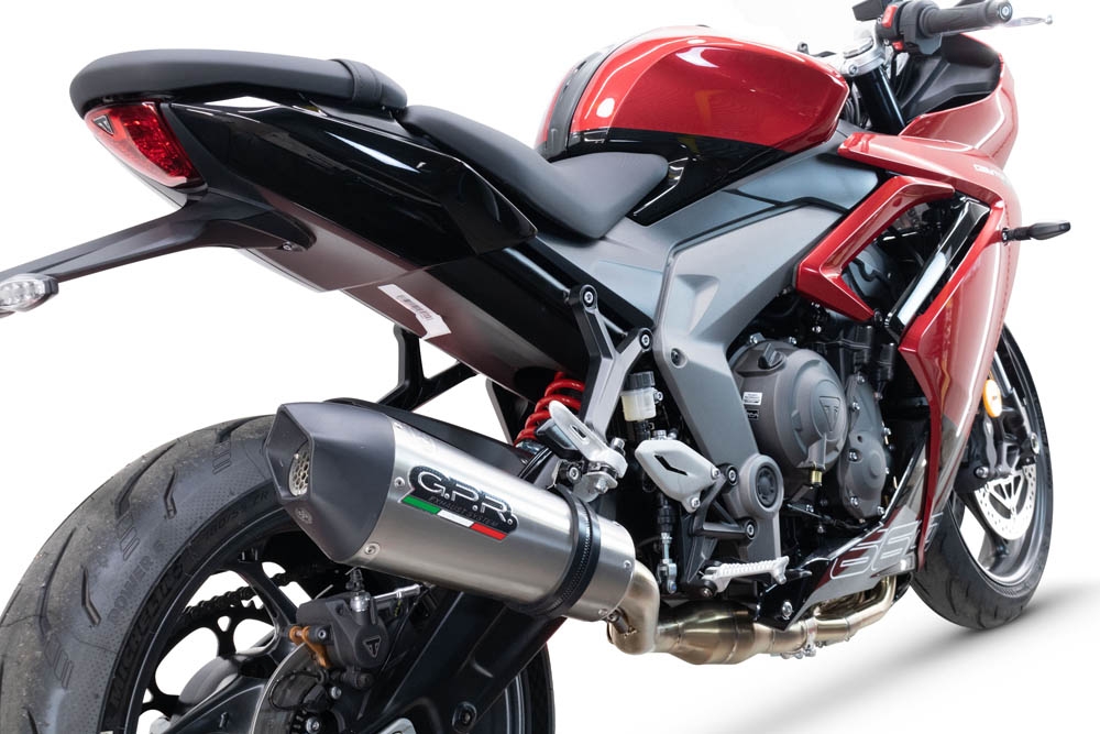 GPR escape compatible con  Triumph Daytona 660 2023-2025, New Grand Prix Evo Titanium, Escape completo homologado y legal,con catalizador incluido db killer extraíble 
