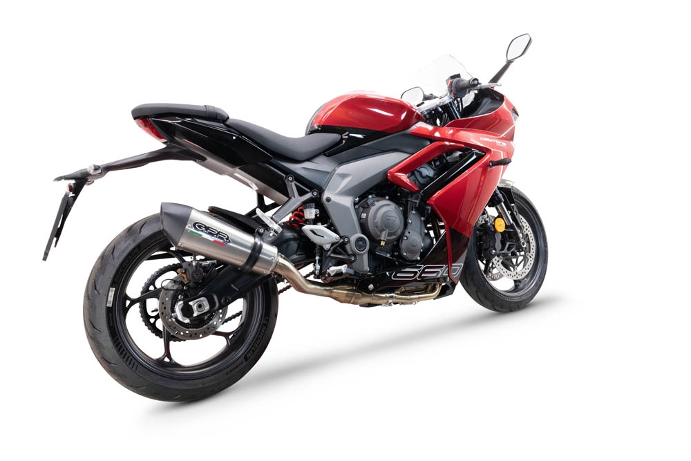 GPR escape compatible con  Triumph Daytona 660 2023-2025, New Grand Prix Evo Titanium, Escape completo homologado y legal,con catalizador incluido db killer extraíble 