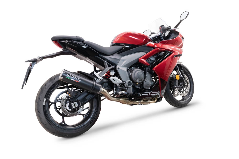 Escape compatible con Triumph Daytona 660 2023-2025, M3 Black Titanium, Escape completo homologado y legal,con catalizador incluido db killer extraíble 