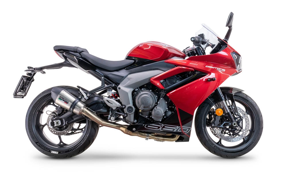GPR escape compatible con  Triumph Daytona 660 2023-2025, New Grand Prix Evo Titanium, Escape completo racing, incluyendo colector y db killer desmontable, sin homologación 
