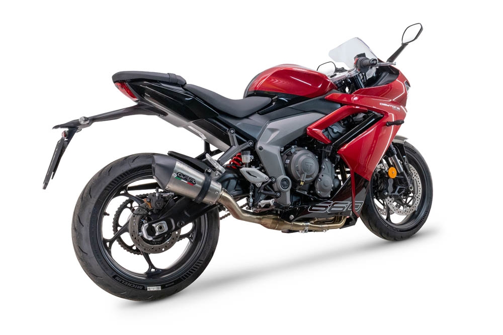 GPR escape compatible con  Triumph Daytona 660 2023-2025, New Grand Prix Evo Titanium, Escape completo racing, incluyendo colector y db killer desmontable, sin homologación 