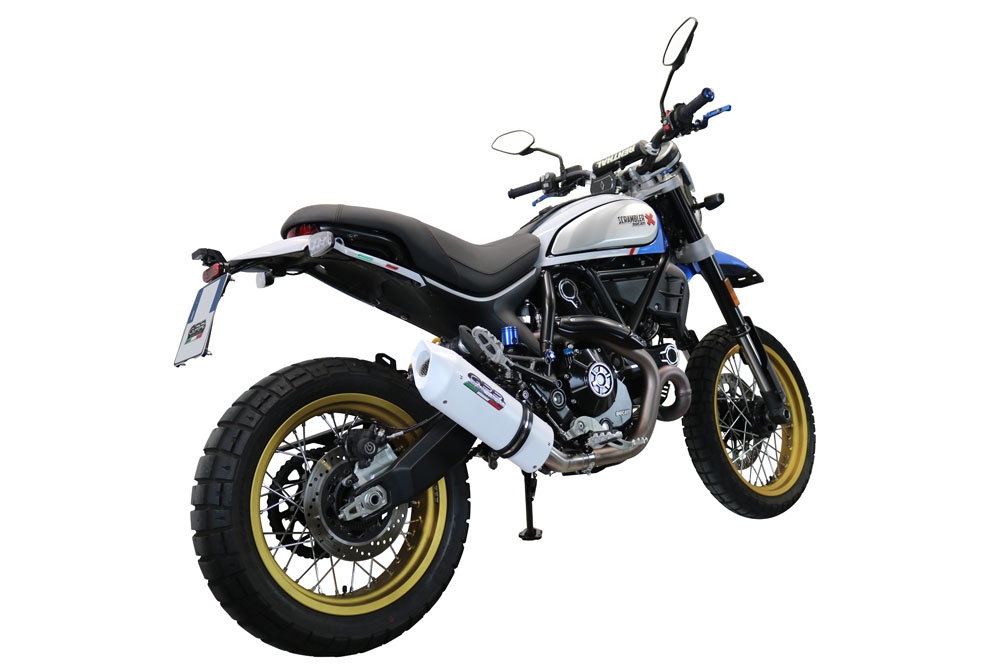 Escape compatible con Ducati Scrambler 800 Icon -Icon Dark 2021-2022, Albus Evo4, Escape homologado, legal, con db killer extraíble, tubo de conexión y catalizador 