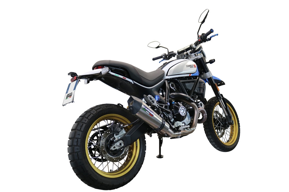 Escape compatible con Ducati Scrambler 800 Icon -Icon Dark 2021-2022, GP Evo4 Titanium, Escape legal, homologado, silenciador con catalizador, db killer desmontable y tubo de conexión específico 