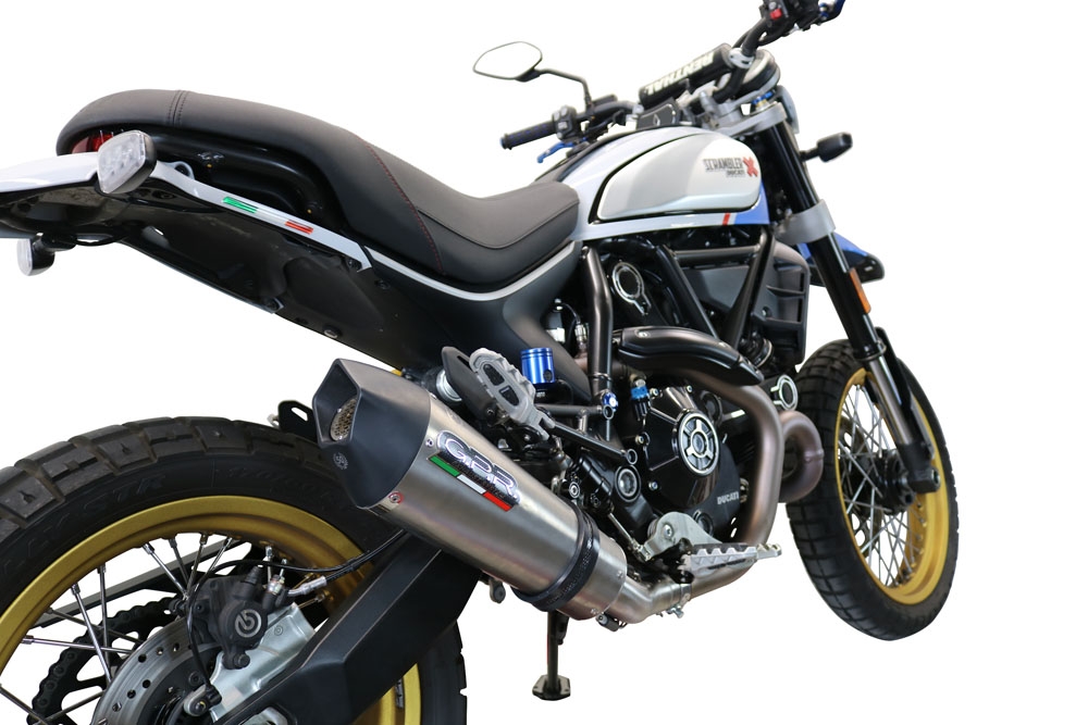 Escape compatible con Ducati Scrambler 800 Icon -Icon Dark 2021-2022, GP Evo4 Titanium, Escape legal, homologado, silenciador con catalizador, db killer desmontable y tubo de conexión específico 