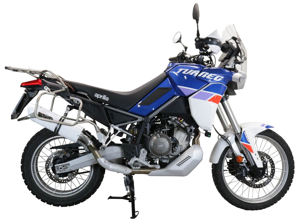 Escape compatible con Aprilia Tuareg 660 2021-2024, Albus Evo4, Escape legal, homologado, silenciador con db killer desmontable y tubo de conexión específico 