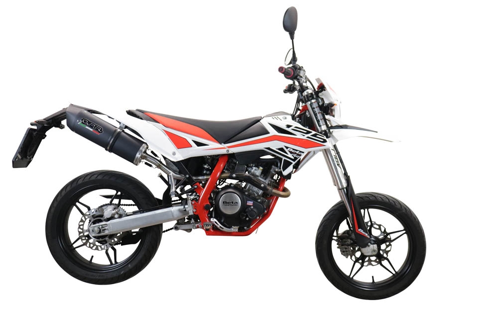 Escape compatible con Beta RR 125 4T Motard 2019-2020, Furore Evo4 Nero, Escape homologado, legal, con db killer extraíble, tubo de conexión y catalizador 