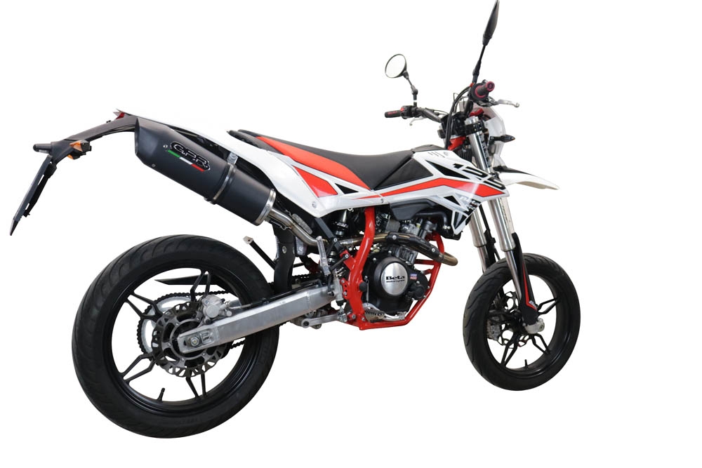 Escape compatible con Beta RR 125 4T Motard 2019-2020, Furore Evo4 Nero, Escape homologado, legal, con db killer extraíble, tubo de conexión y catalizador 