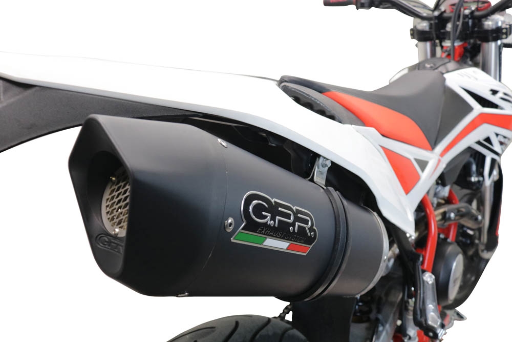 Escape compatible con Beta RR 125 4T Motard 2019-2020, Furore Evo4 Nero, Escape homologado, legal, con db killer extraíble, tubo de conexión y catalizador 