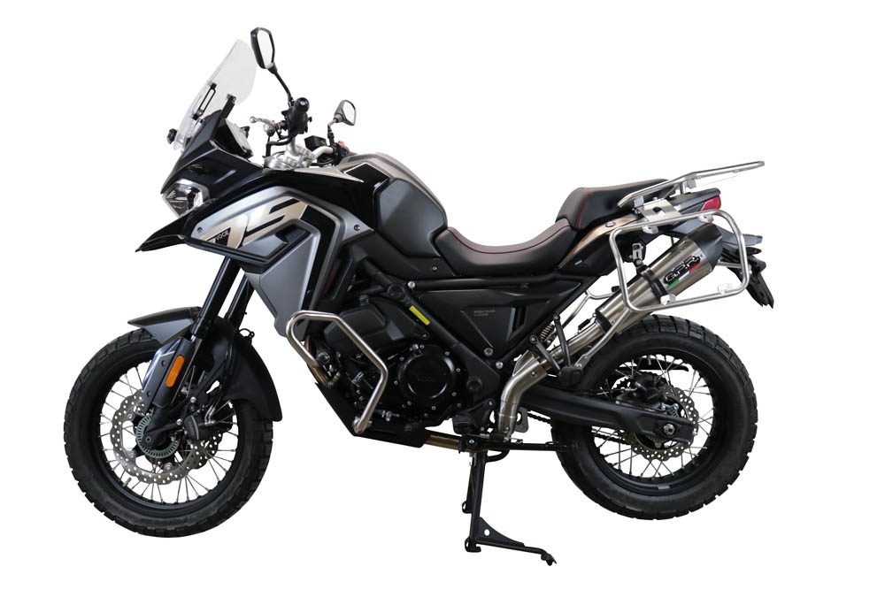 Escape compatible con Voge 650DSX 2021-2024, GP Evo4 Titanium, Escape legal, homologado, silenciador con catalizador, db killer desmontable y tubo de conexión específico 