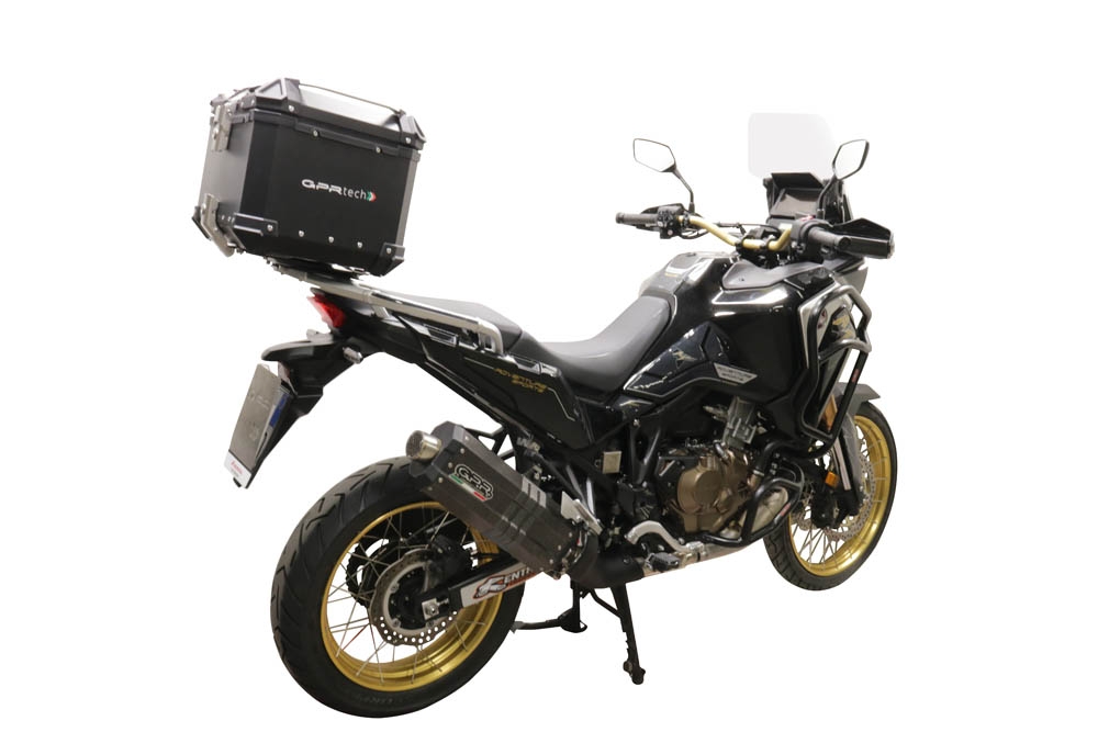 Baúl en aluminio, color negro con placa específica incluida Baúl GPR TECH compatible con  Honda Crf 1100 L Africa Twin 2020/2024 e5