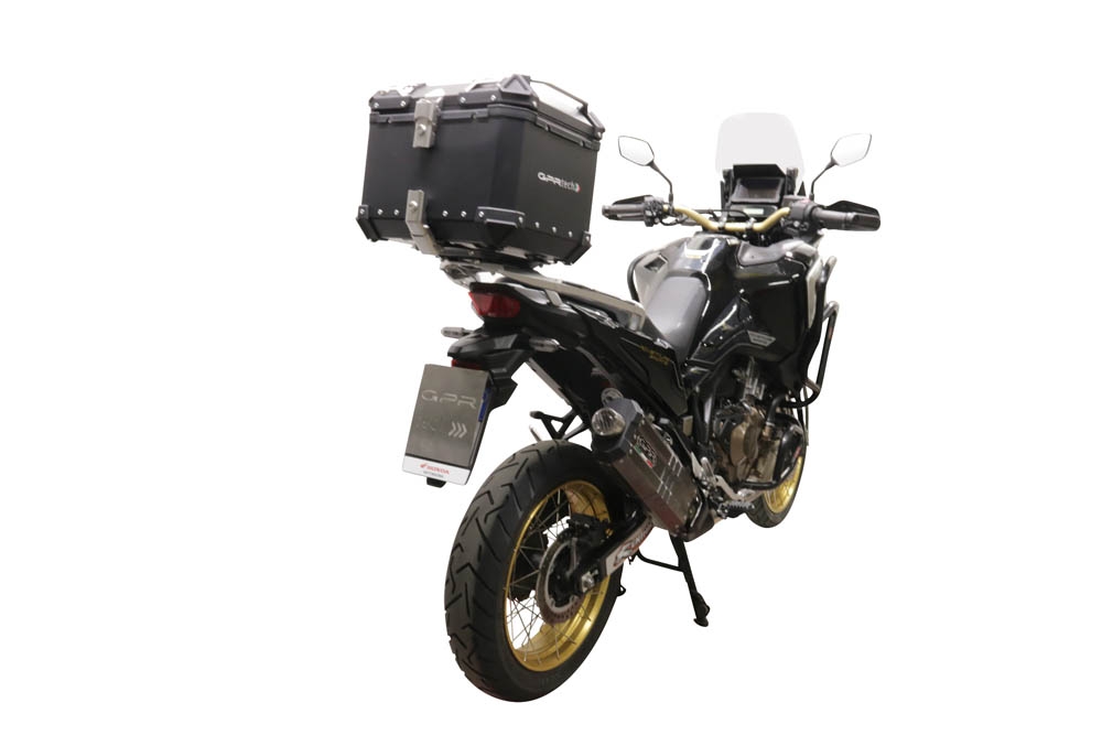 Baúl en aluminio color plata con placa específica incluida Baúl GPR TECH compatible con  Honda Crf 1100 L Africa Twin 2020/2024 e5