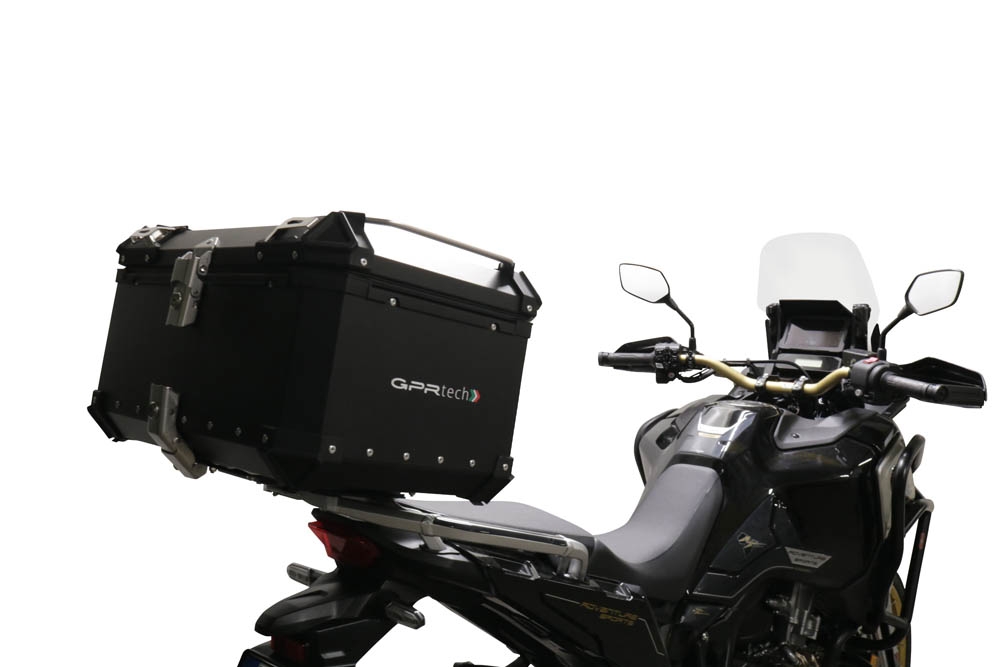 Baúl en aluminio, color negro con placa específica incluida Baúl GPR TECH compatible con  Honda Crf 1100 L Africa Twin 2020/2024 e5