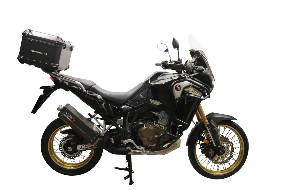 Baúl en aluminio, color negro con placa específica incluida Baúl GPR TECH compatible con  Honda Crf 1100 L Africa Twin 2020/2024 e5