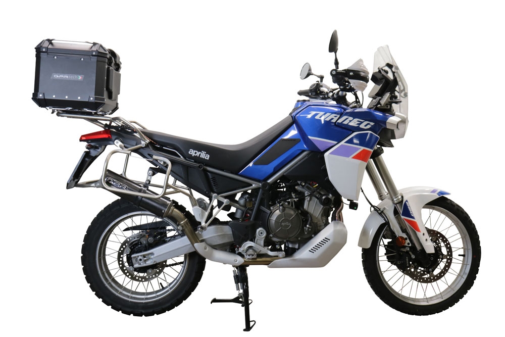 Baúl en aluminio, color negro con placa específica incluida Baúl GPR TECH compatible con  Aprilia Tuareg 660 2021/2024 e5