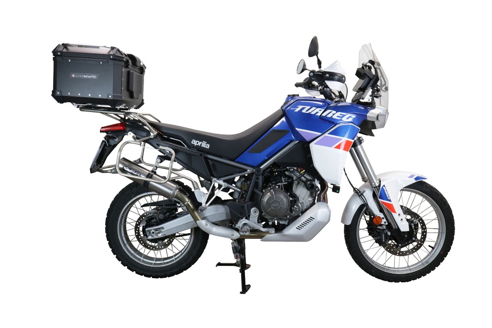 Baúl en aluminio, color negro con placa específica incluida Baúl GPR TECH compatible con  Aprilia Tuareg 660 2021/2024 e5