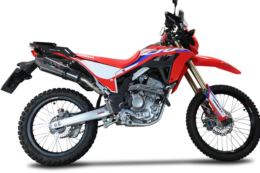 Escape compatible con Honda Crf 300 L - Rally 2021-2024, Gpe Ann. Poppy, Escape racing, silenciador con db killer y tubos de conexión 