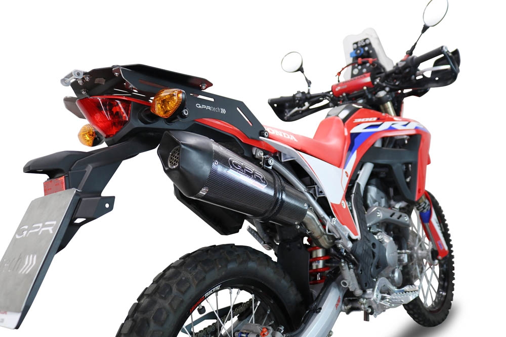 Escape compatible con Honda Crf 300 L - Rally 2021-2024, Gpe Ann. Poppy, Escape racing, silenciador con db killer y tubos de conexión 
