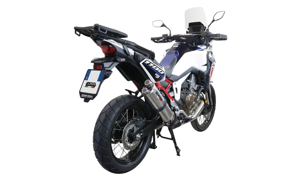 Escape compatible con Honda Crf 1000 L Africa Twin 2018-2020, Dual Inox, Escape legal, homologado, silenciador con db killer desmontable y tubo de conexión específico 