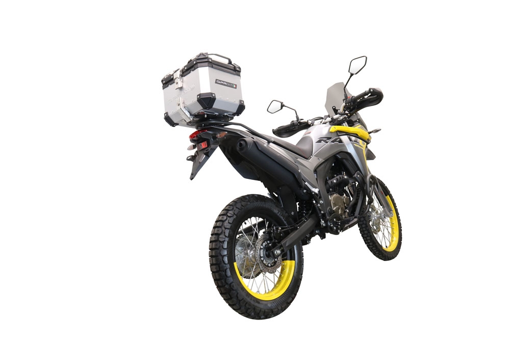 Baúl en aluminio color plata con placa específica incluida Baúl GPR TECH compatible con  Voge 300Rally 2022/2024 e5