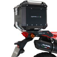 Baúl en aluminio color plata, incluye portaequipajes específico de aluminio y placa especifica de acero. Baúl GPR TECH compatible con  Honda Crf 300 L / Rally 2021/2024 e5