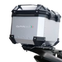 Baúl en aluminio color plata, incluye portaequipajes específico de aluminio y placa especifica de acero. Baúl GPR TECH compatible con  Honda SH 125I 2017/2024
