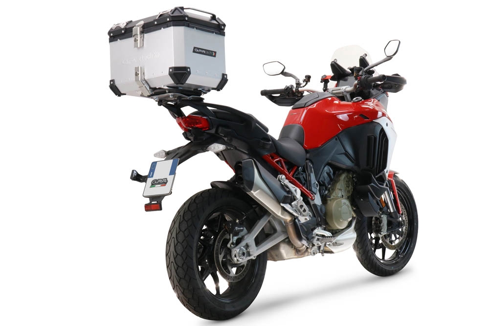 Baúl en aluminio color plata con placa específica incluida GPR TECH compatible con  Ducati Multistrada V4 / V4S / V4S Sport 1100 2021/2024