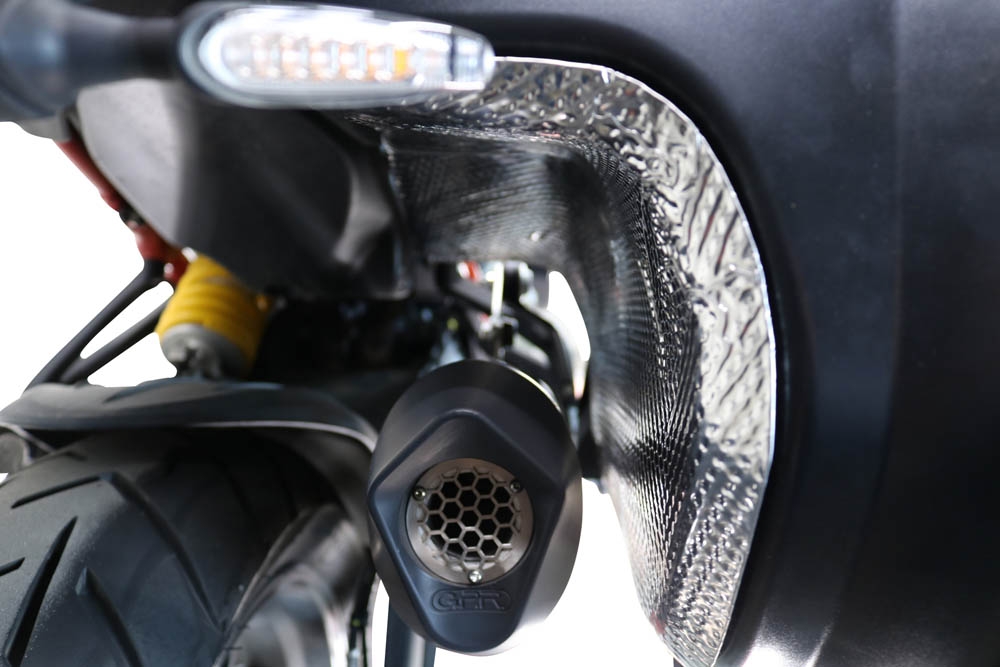 Escape compatible con Ducati Multistrada V4 - S 2022-2024, Furore Evo4 Nero, Escape legal, homologado, silenciador con db killer desmontable y tubo de conexión específico 